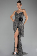 Black Strapless Long Scaly Prom Gown ABU4088