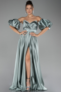 Mint Strapless Slit Long Satin Prom Dress ABU4022