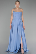 Long Light Blue Satin Evening Dress ABU4159