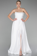 Long White Satin Evening Dress ABU4159