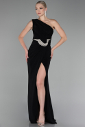 Black One Shoulder Slit Long Evening Dress ABU4116