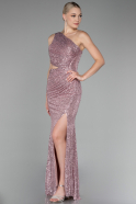 Powder Color One Shoulder Slit Scaly Evening Dress ABU3904