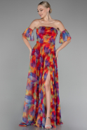 Very Colorful Strapless Slit Long Printed Prom Dress ABU4129