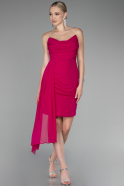 Fuchsia Strapless Short Chiffon Cocktail Dress ABK2118