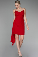 Red Strapless Short Chiffon Cocktail Dress ABK2118