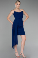 Sax Blue Strapless Short Chiffon Cocktail Dress ABK2118