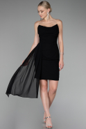 Black Strapless Short Chiffon Cocktail Dress ABK2118