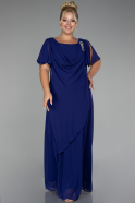 Purple Short Sleeve Long Chiffon Plus Size Evening Dress ABU4097