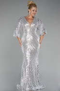 Long Beige Plus Size Evening Dress ABU900