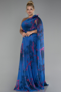 Long Sax Blue Plus Size Evening Gown ABU3744