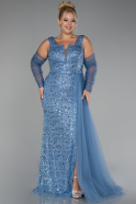 Indigo Long Scaly Plus Size Engagement Gown ABU3992