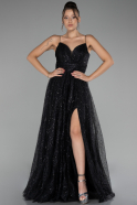 Black Slit Long Glitter Prom Gown ABU4152