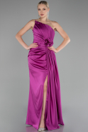 Fuchsia Strapless Slit Long Satin Evening Dress ABU4174