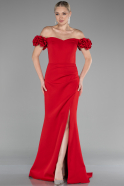 Red Off The Shoulder Long Mermaid Evening Gown ABU4176