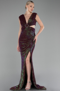 Plum Long Scaly Mermaid Evening Dress ABU3163