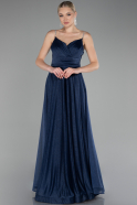 Navy Blue Strappy Long Glitter Prom Dress ABU4183