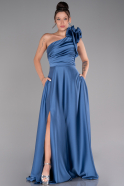 Long Indigo Satin Evening Dress ABU4189