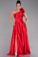 Long Red Satin Evening Dress ABU4189