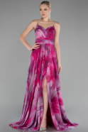 Fuchsia Strapless Slit Long Empirme Prom Dress ABU4184