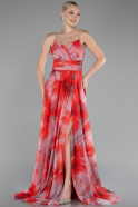 Pomegranate Flower Strapless Slit Long Empirme Prom Dress ABU4184