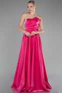 Fuchsia Strapless Long Satin Prom Gown ABU4186