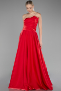 Red Strapless Long Satin Prom Gown ABU4186