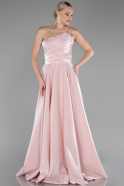 Powder Color Strapless Long Satin Prom Gown ABU4186