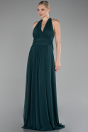 Emerald Green Halter Neck Long Chiffon Evening Dress ABU4188