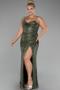 Olive Drab Long Scaly Plus Size Evening Dress ABU3322