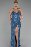 Indigo Long Scaly Plus Size Evening Dress ABU3322