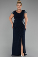 Navy Blue Long Plus Size Evening Dress ABU3558