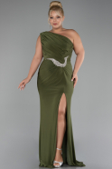 Olive Drab Long Plus Size Engagement Dress ABU4148