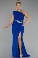 Sax Blue Long Plus Size Engagement Dress ABU4148