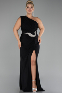 Long Black Plus Size Engagement Dress ABU4148