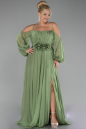 Olive Drab Long Chiffon Plus Size Engagement Dress ABU4167