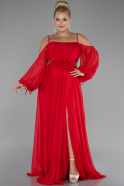 Long Red Chiffon Plus Size Engagement Dress ABU4167