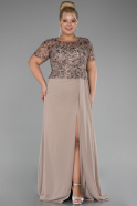 Cappuccino Long Chiffon Plus Size Evening Gown ABU4162