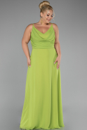 Long Pistachio Green Chiffon Plus Size Prom Dress ABU4166