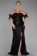 Long Black Plus Size Evening Dress ABU4149