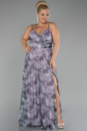 Lavender Slit Long Printed Prom Dress ABU3954