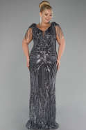 Anthracite Long Plus Size Engagement Dress ABU3730