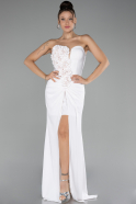 White Strapless Slit Long Prom Gown ABU4213