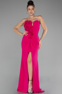 Fuchsia Strapless Slit Long Prom Gown ABU4213