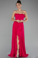 Fuchsia Strapless Slit Long Chiffon Prom Dress ABU4214