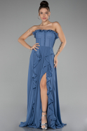 Indigo Strapless Slit Long Chiffon Prom Dress ABU4214