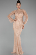 Gold Stoned Long Evening Gown ABU3981