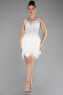 Short White Designer Evening Dress ABK2139