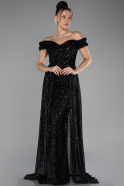 Long Black Scaly Evening Dress ABU4224