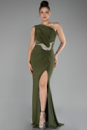 Olive Drab One Shoulder Slit Long Evening Dress ABU4116