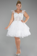 Short White Plus Size Engagement Dress ABK2087